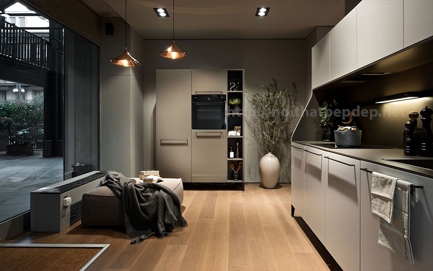 Tủ bếp và nội thất bếp màu xám