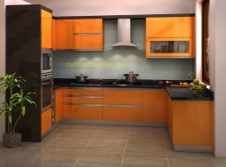 Tủ bếp bằng inox mau vàng cam 2707-1